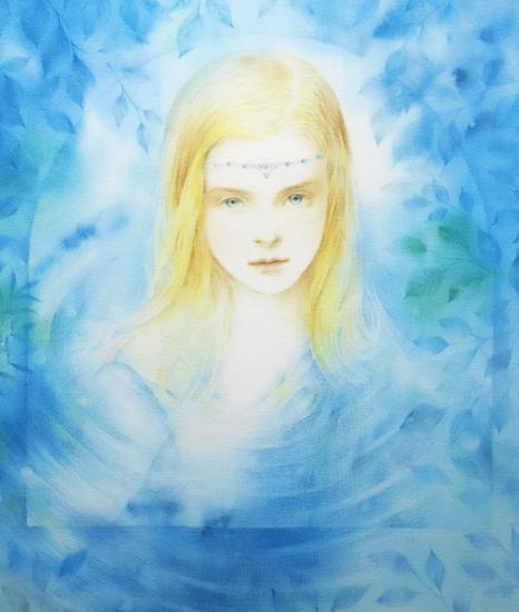 きたのじゅんこの絵画作品　タイトルは、水の精　Water spirit